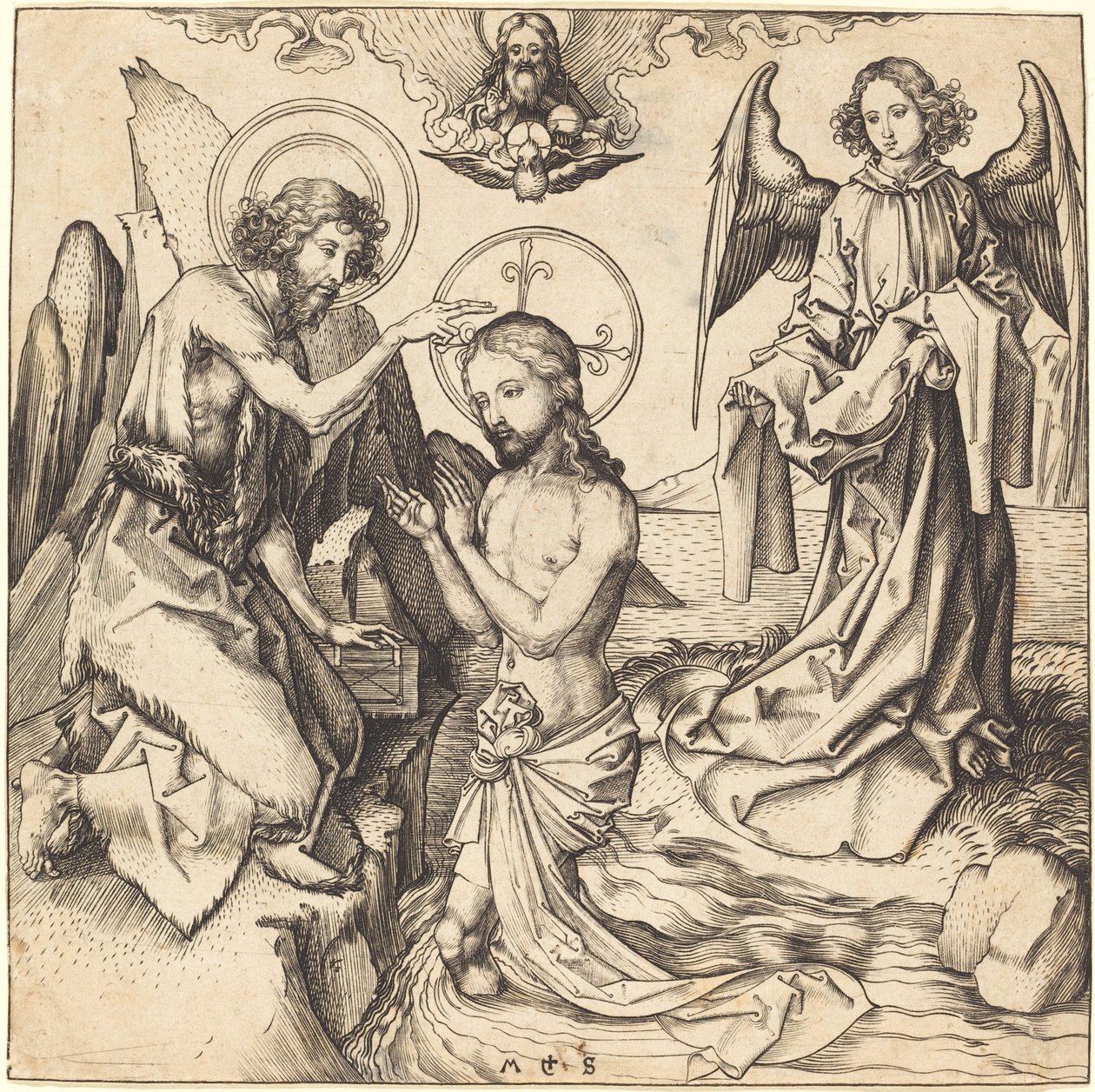 De Doop van Christus door Martin Schongauer