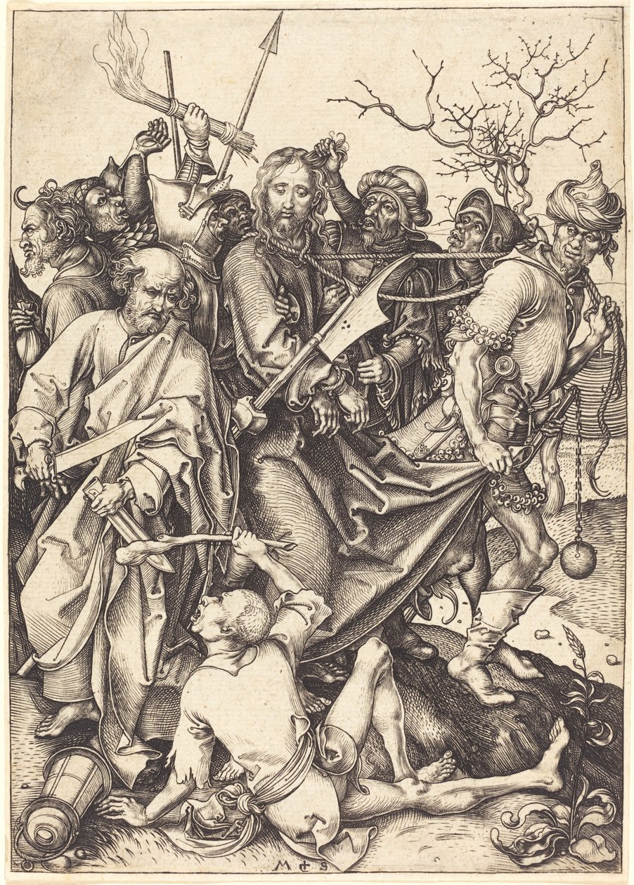 Het Verraad en de Gevangenneming van Christus door Martin Schongauer
