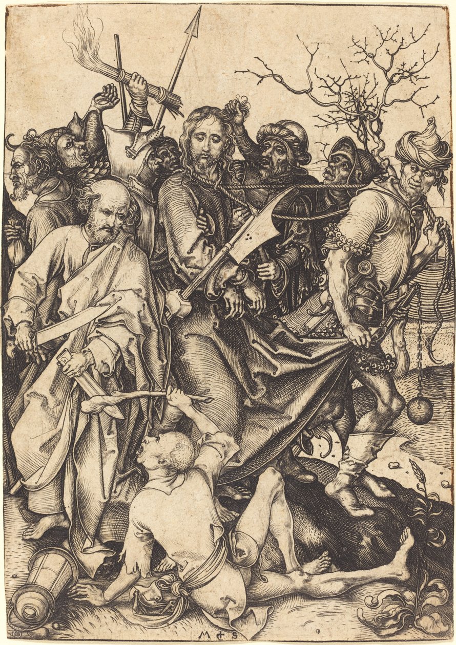 Het Verraad en de Gevangenneming van Christus door Martin Schongauer