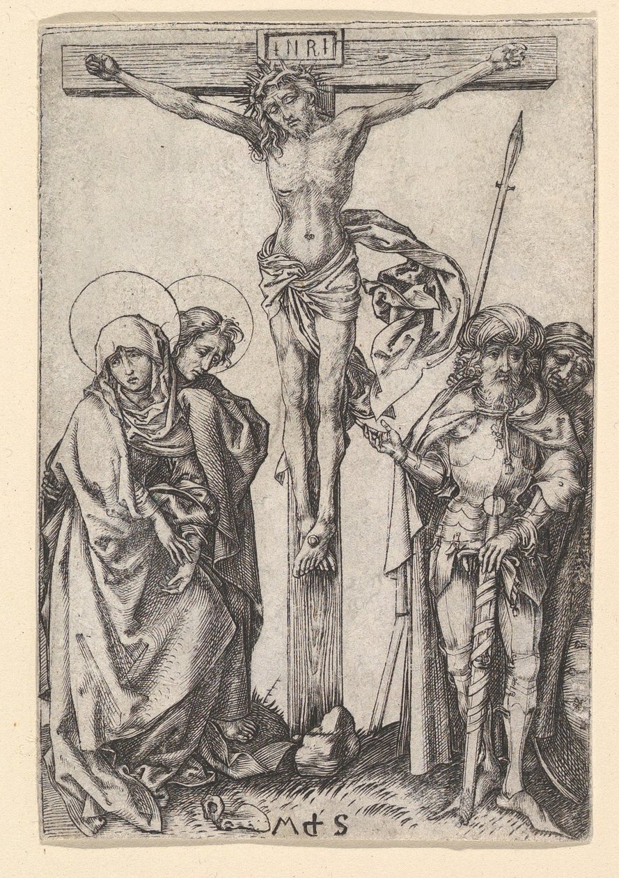 De Kruisiging, ca. 1435-1491 door Martin Schongauer