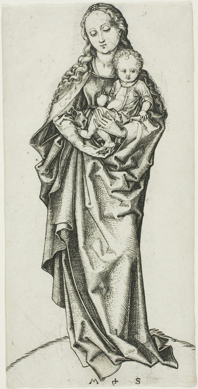 De Madonna en Kind met een Appel door Martin Schongauer