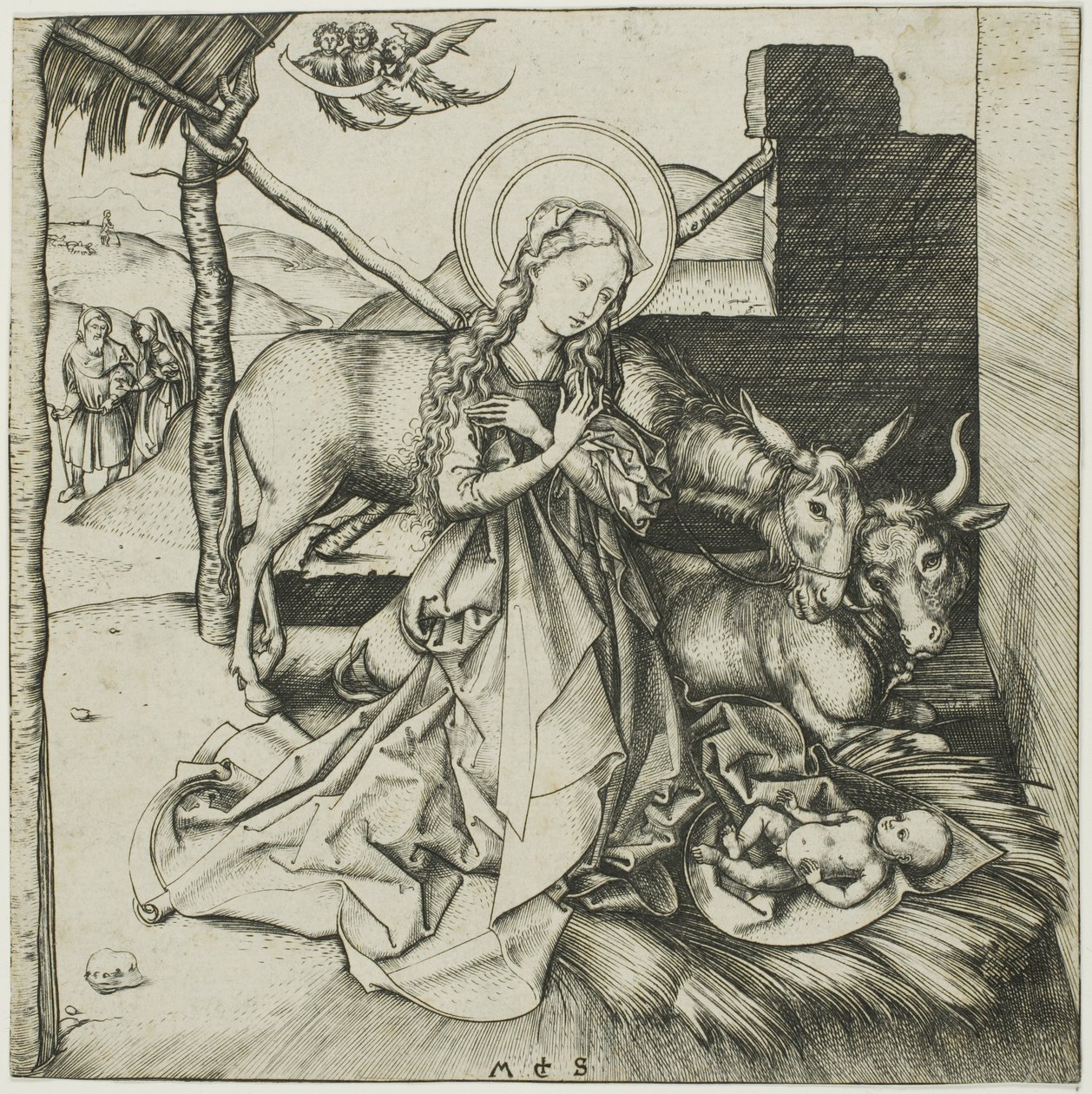 De geboorte van Christus, uit het leven van Christus door Martin Schongauer