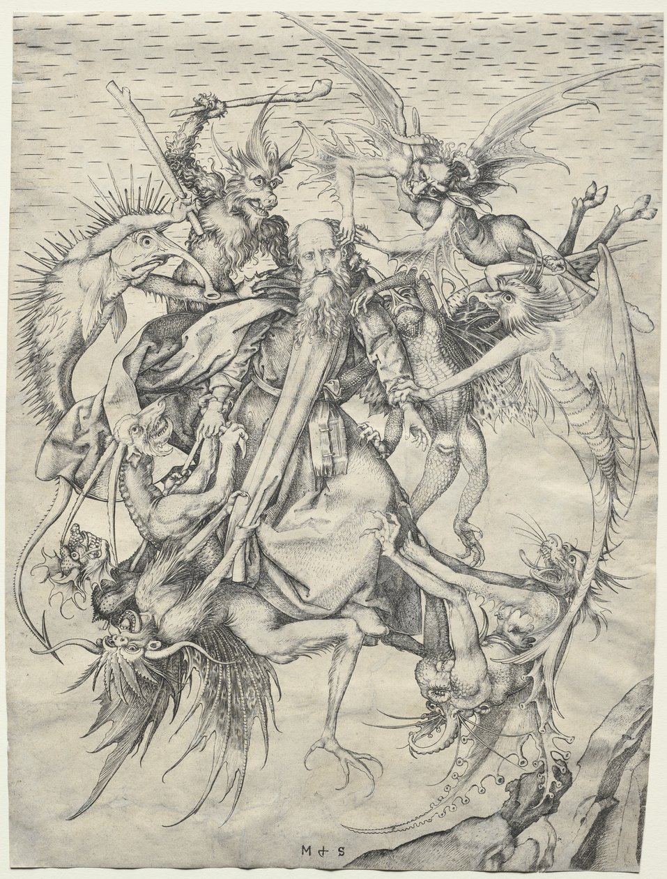 De verleiding van St. Antonius door Martin Schongauer