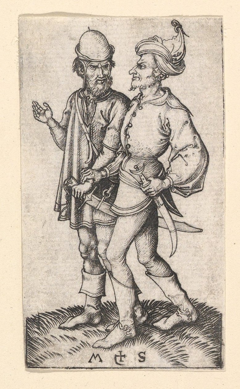 Twee Turken, ca. 1435-1491 door Martin Schongauer
