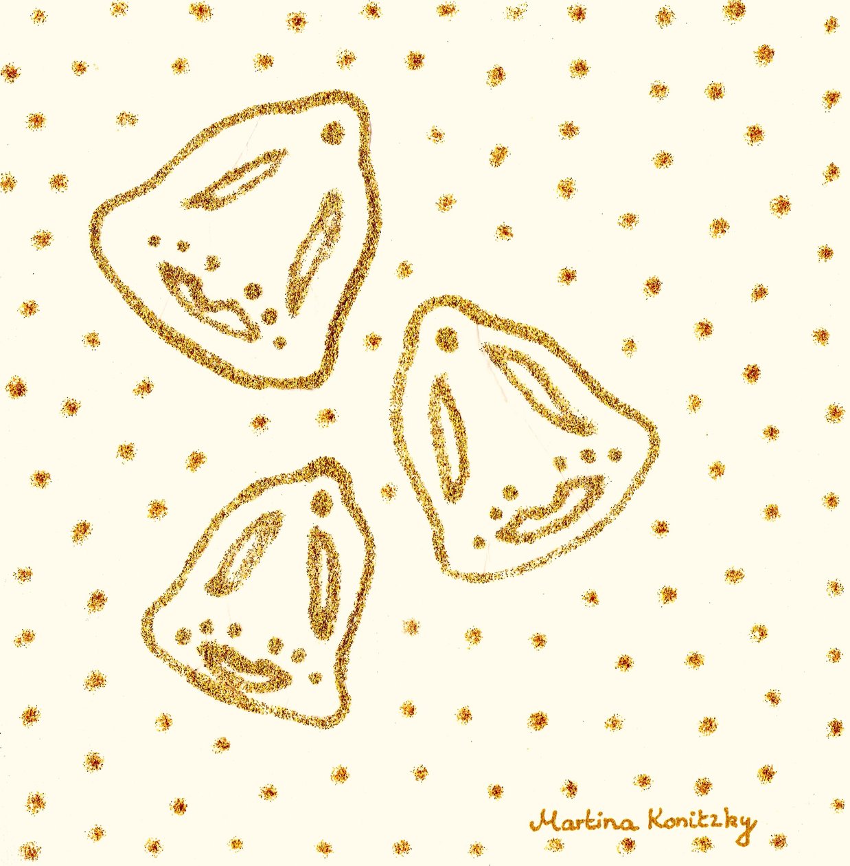 Gouden klokken abstract compositie door Martina Konitzky