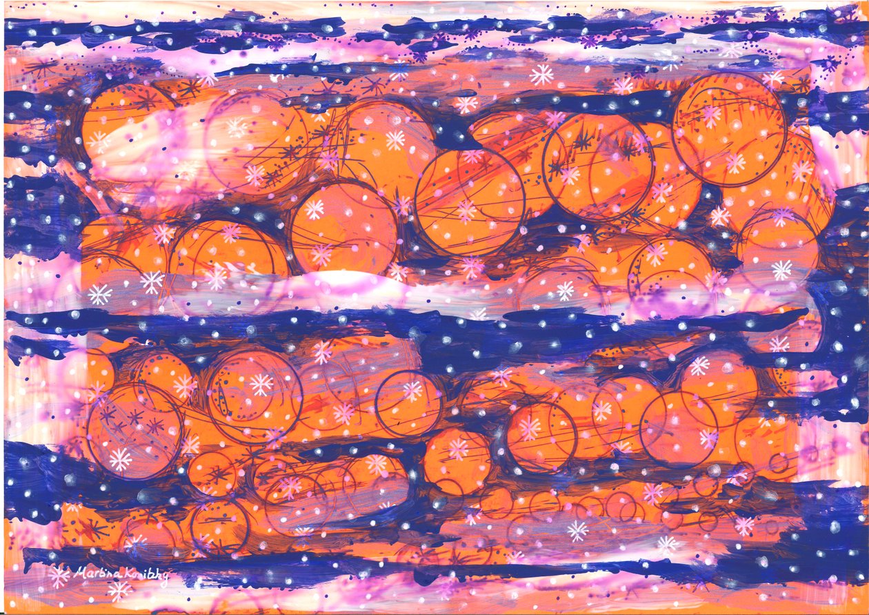 Mandarijnen in de Winter Abstract door Martina Konitzky