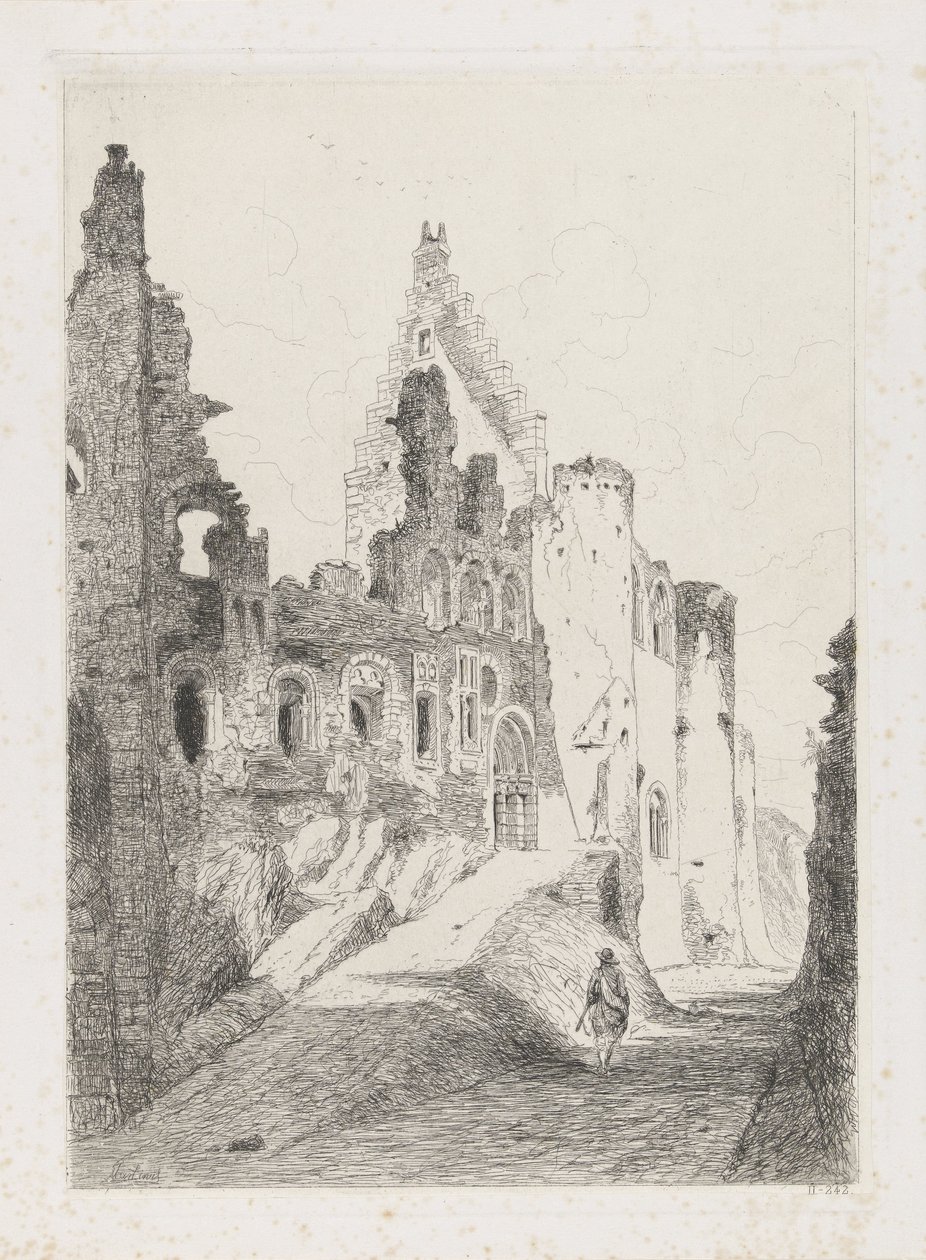 Ruïne van het kasteel Vianden door Martinus Antonius Kuytenbrouwer jr.