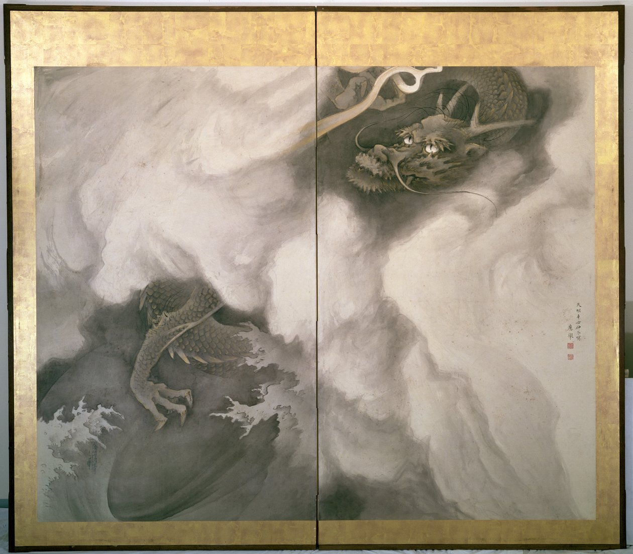 Draak Scherm, Japans, 1781 door Maruyama Okyo