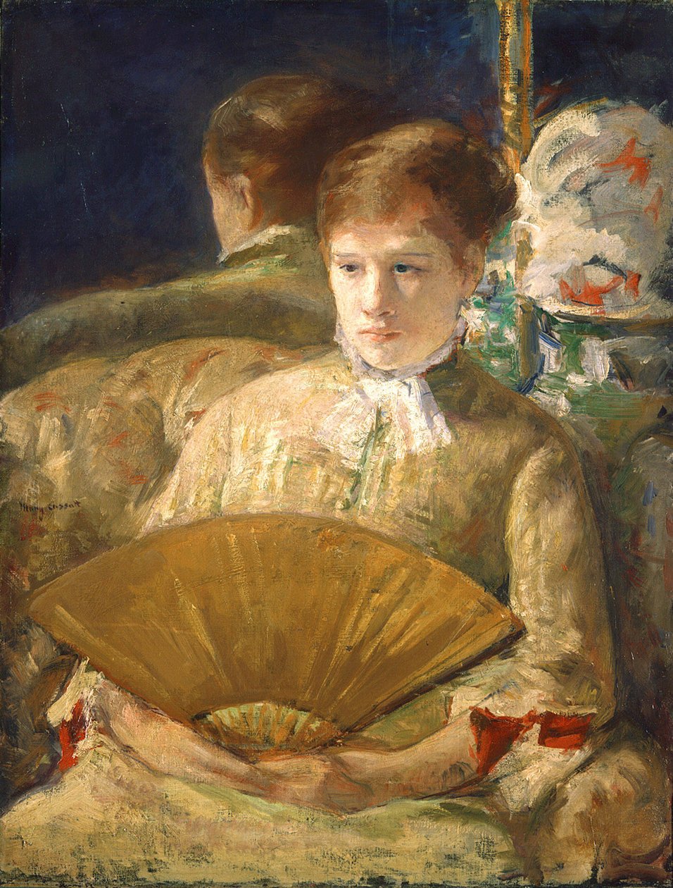 Vrouw met een waaier door Mary Cassatt