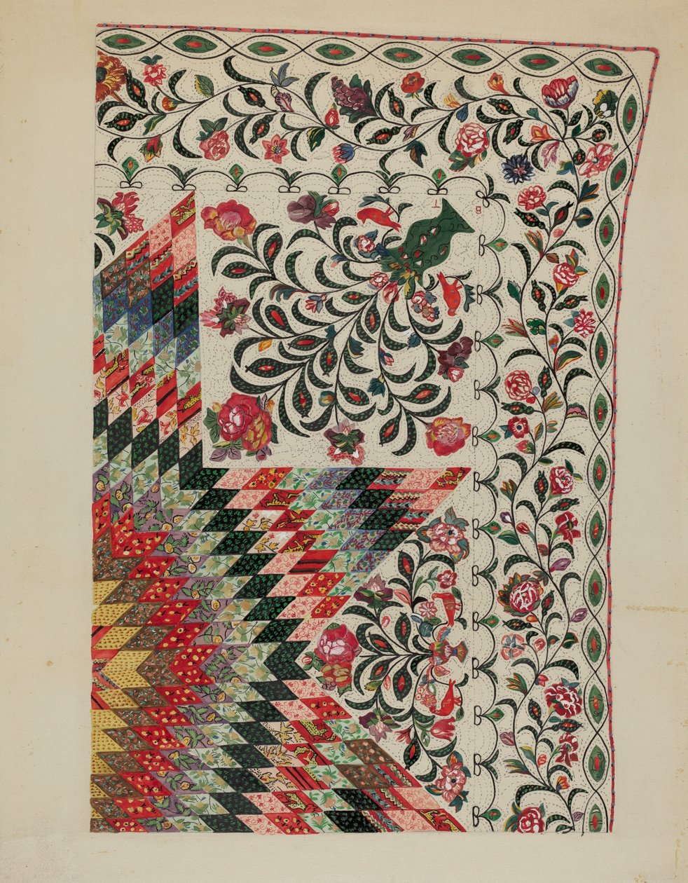 Patchwork en applicatie quilt door Mary Berner