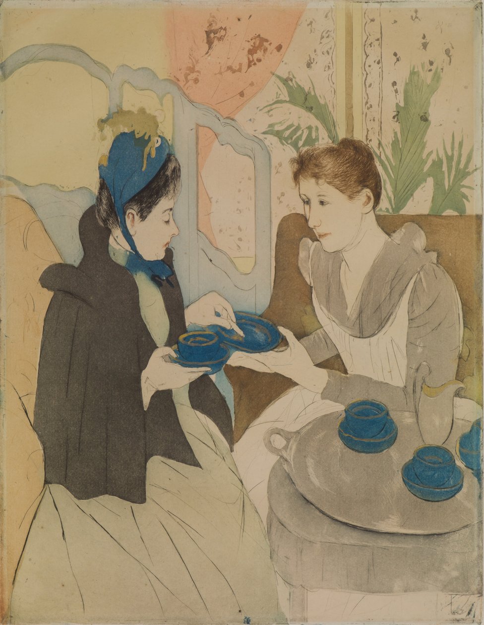 Theekransje in de middag door Mary Cassatt
