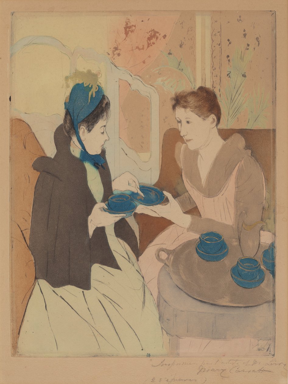 Theekransje in de middag door Mary Cassatt