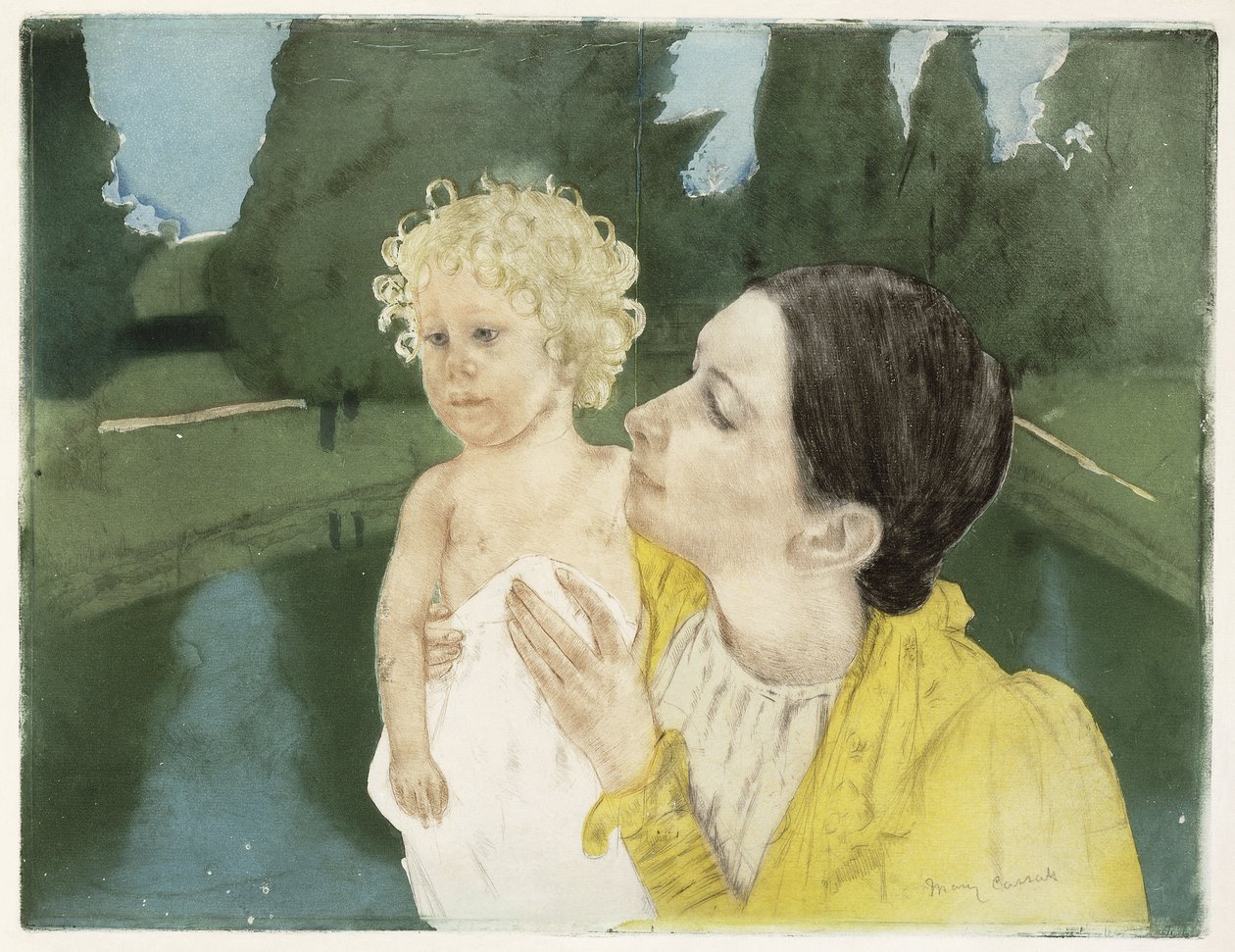 Bij de Vijver, c.1898 door Mary Cassatt
