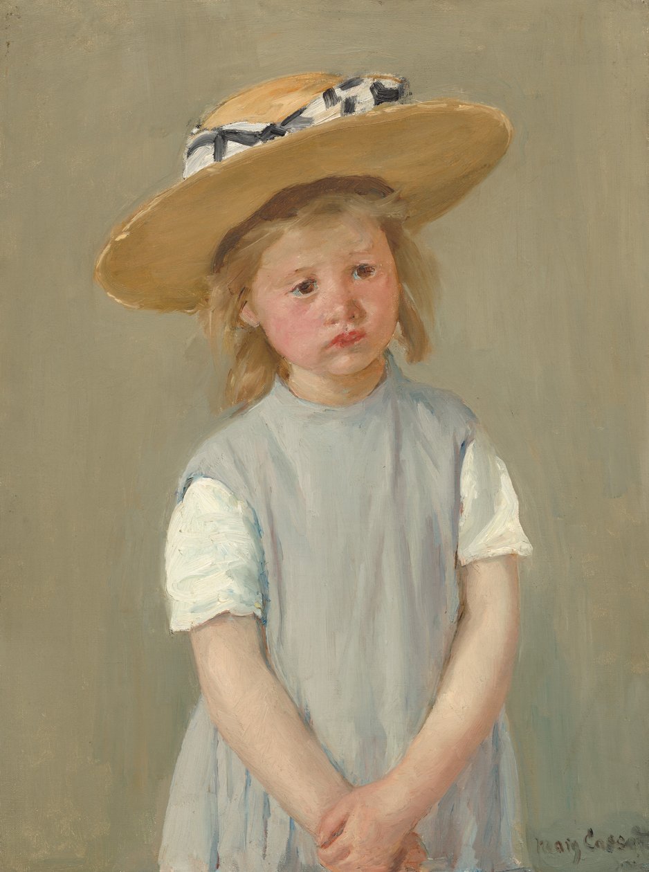 Kind in een Strohoed, ca. 1886 door Mary Cassatt