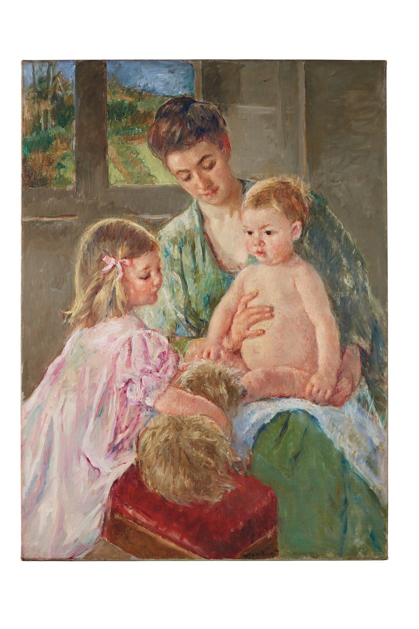 Kinderen spelen met een hond, 1907 door Mary Cassatt