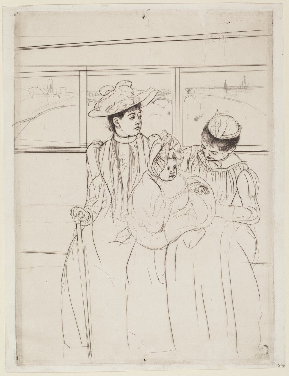 In de Omnibus, 1890-1891 door Mary Cassatt