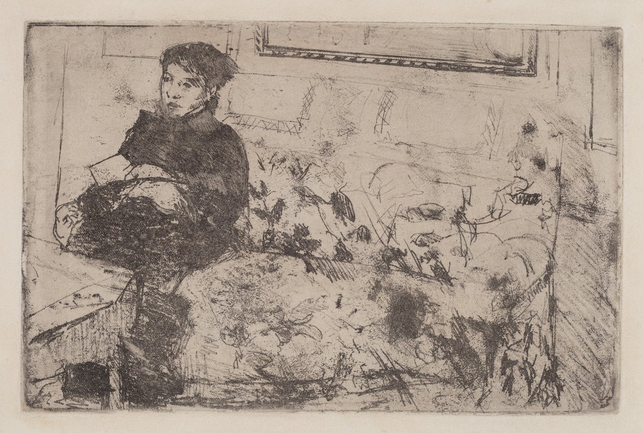 Interieur: Op de bank, ca. 1883 door Mary Cassatt