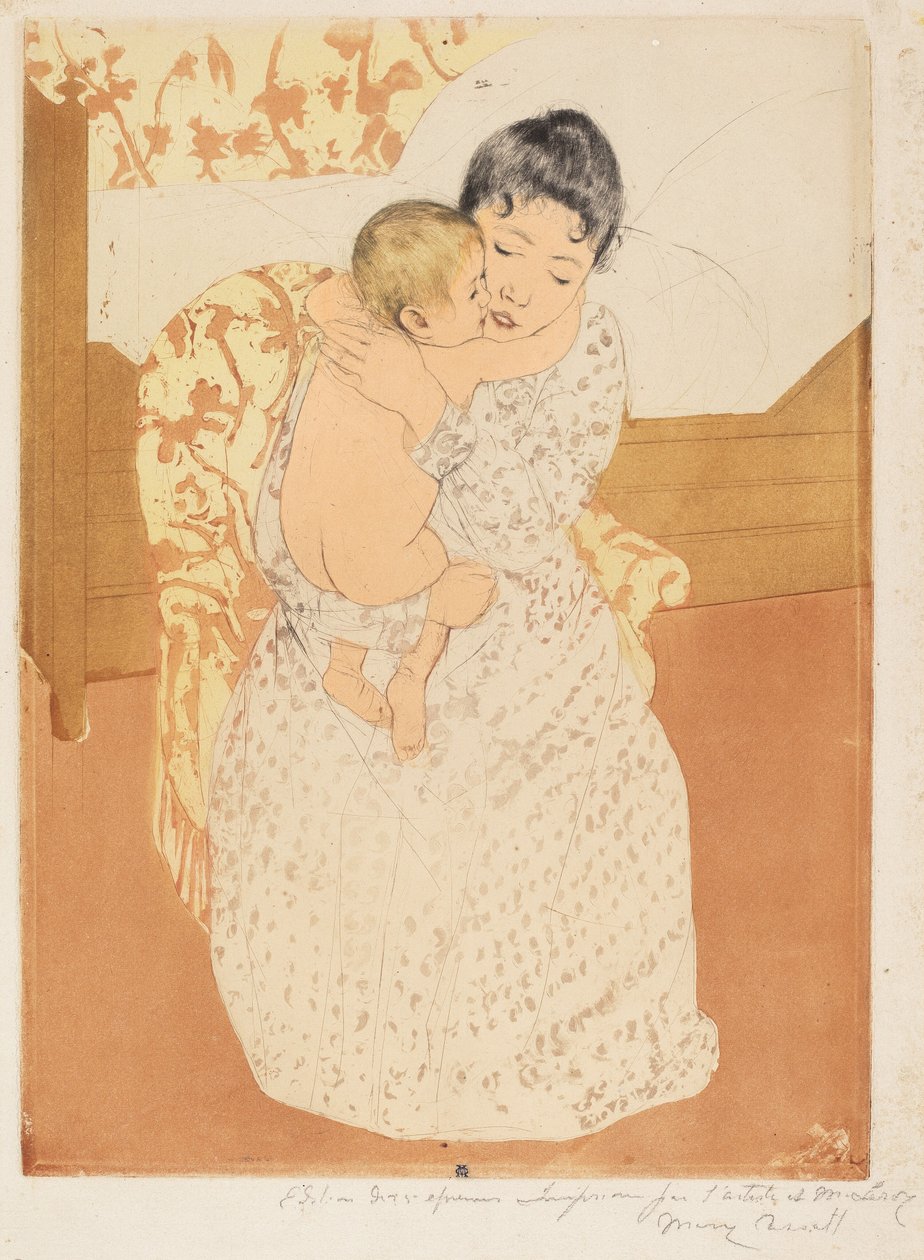 Moederlijke omhelzing door Mary Cassatt