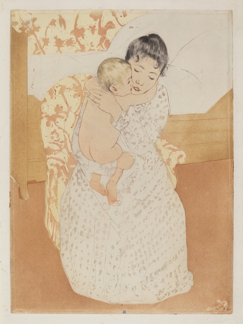 Moederlijke omhelzing, 1890-1891 door Mary Cassatt