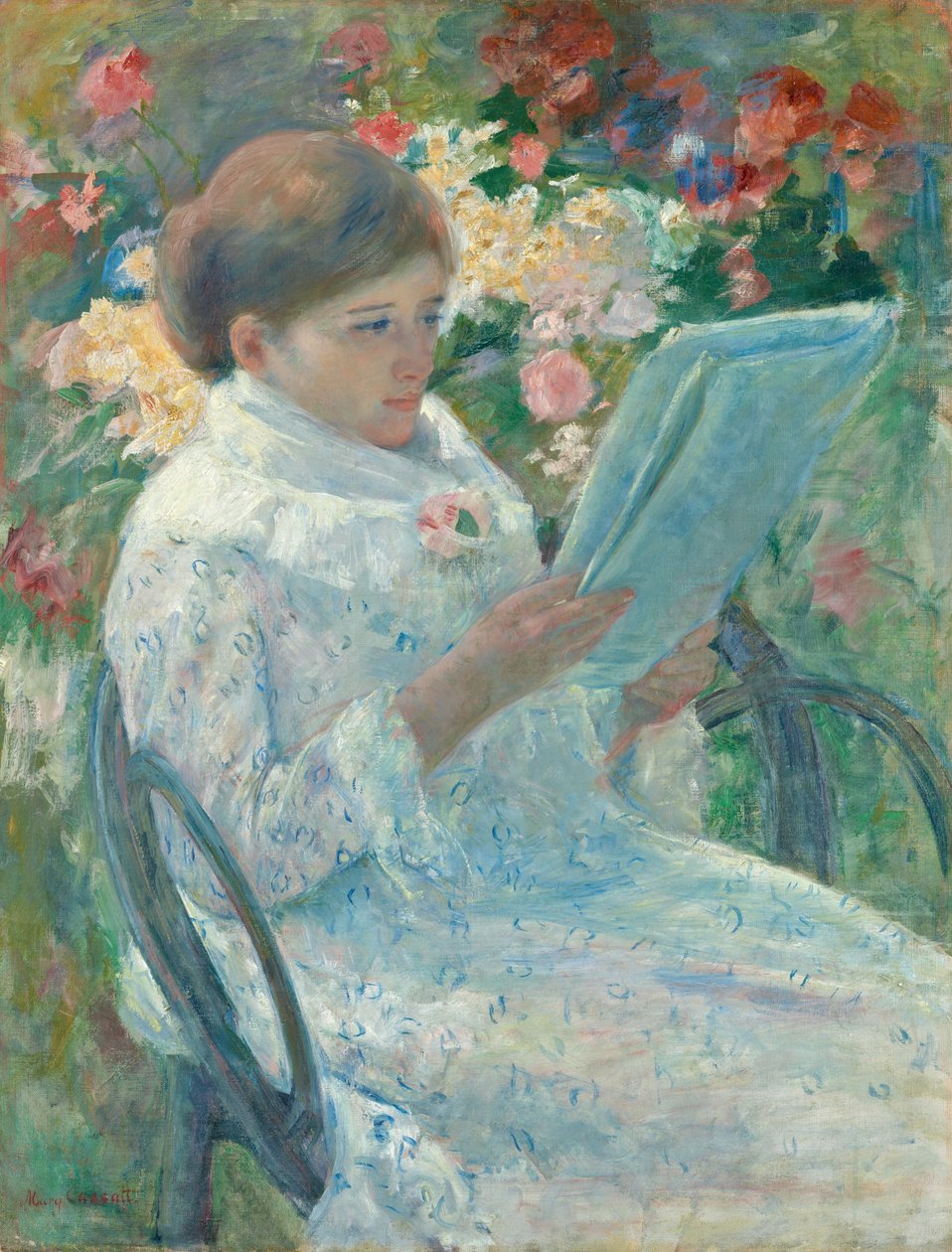 Op een balkon door Mary Cassatt