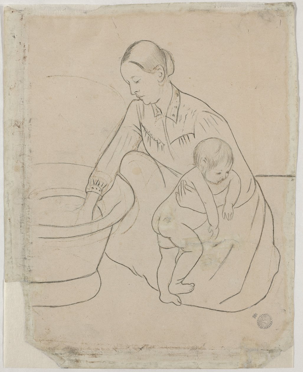 Het Bad [verso] door Mary Cassatt