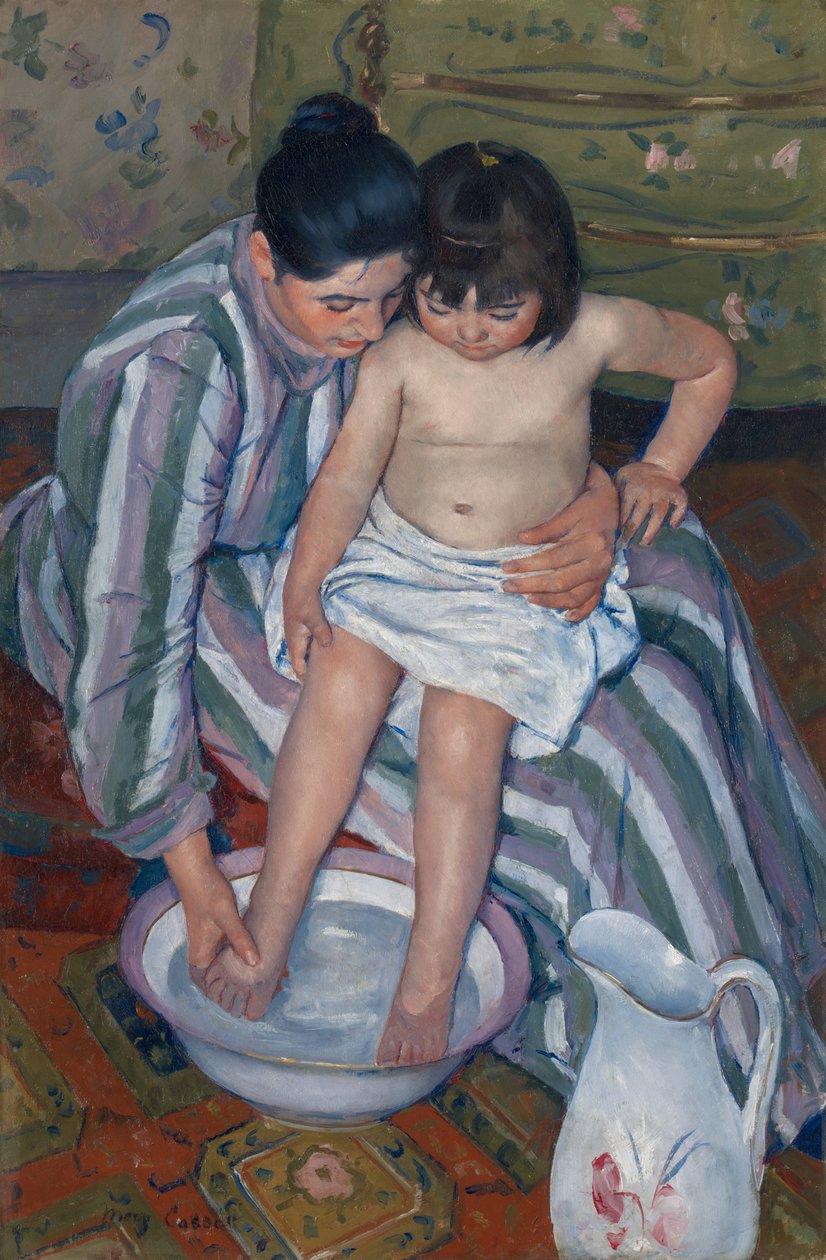Het bad van het kind door Mary Cassatt