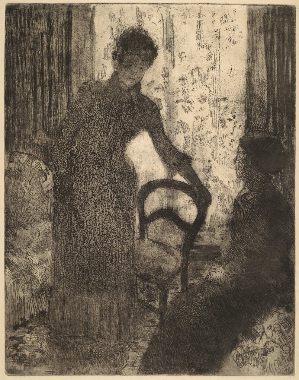 De Bezoeker, ca. 1880 door Mary Cassatt