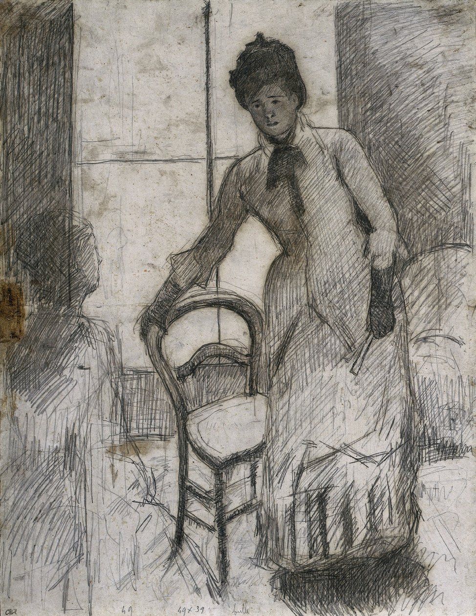 De bezoeker recto, ca. 1881 door Mary Cassatt