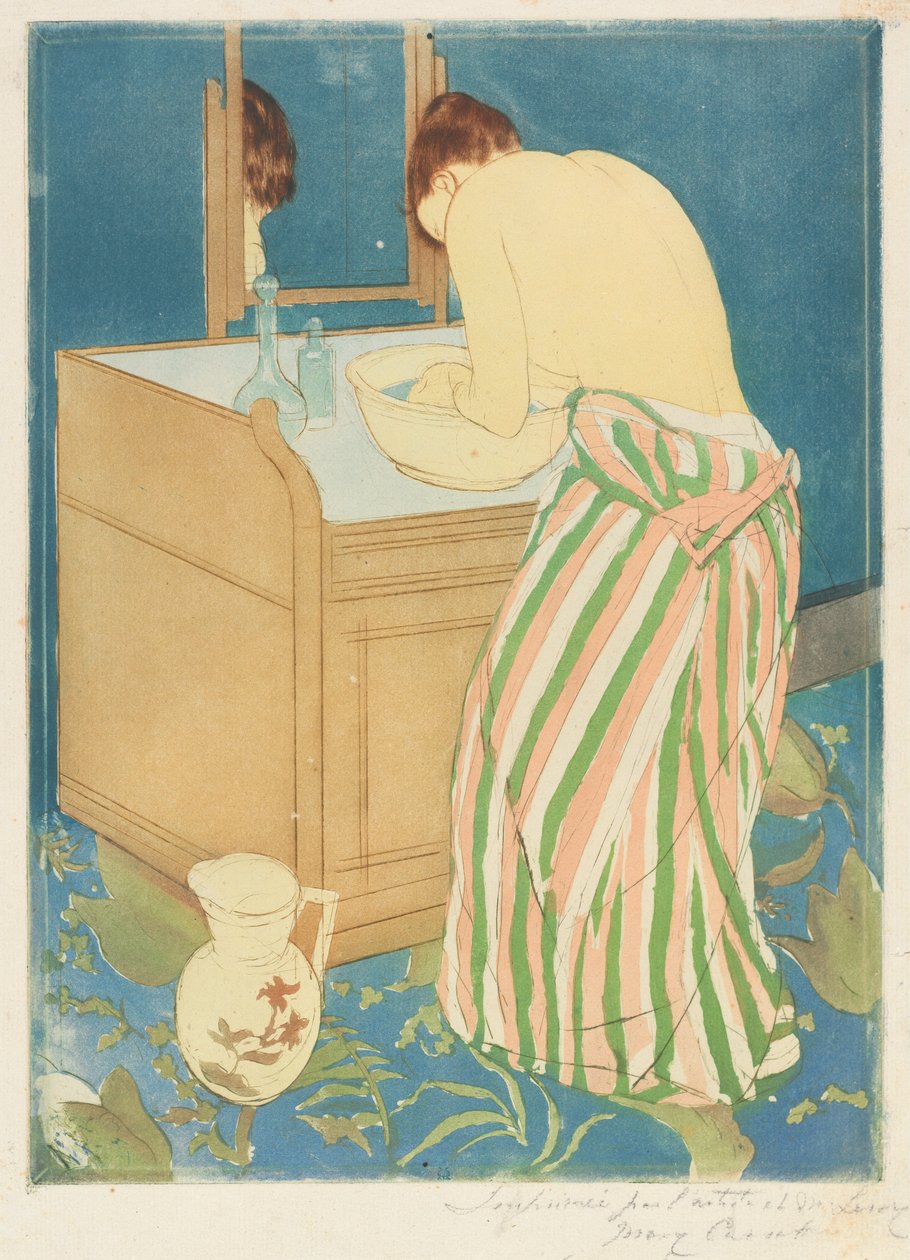 Vrouw aan het baden, 1890-1891 door Mary Cassatt