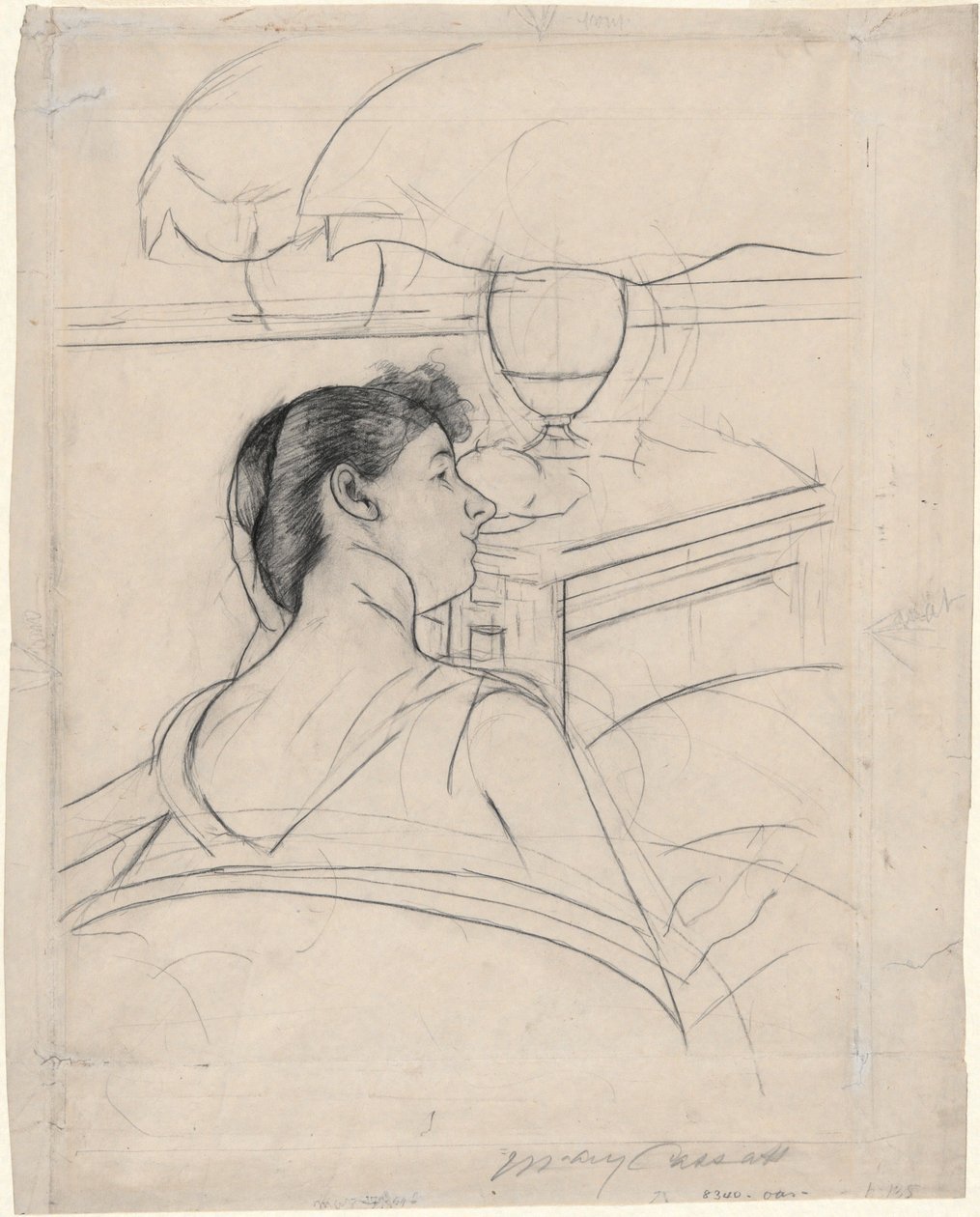 Vrouw en Lamp door Mary Cassatt