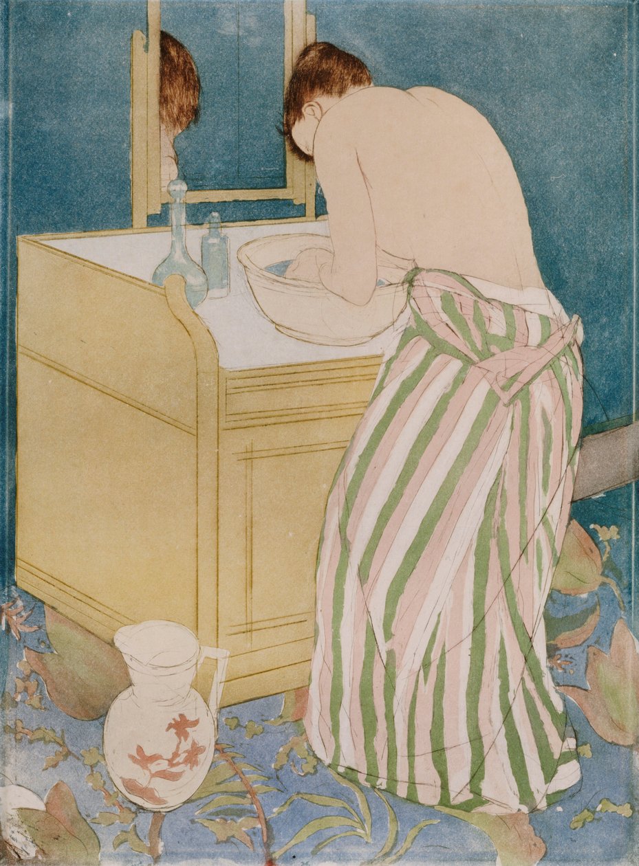 Vrouw die baadt, 1890-91 door Mary Cassatt