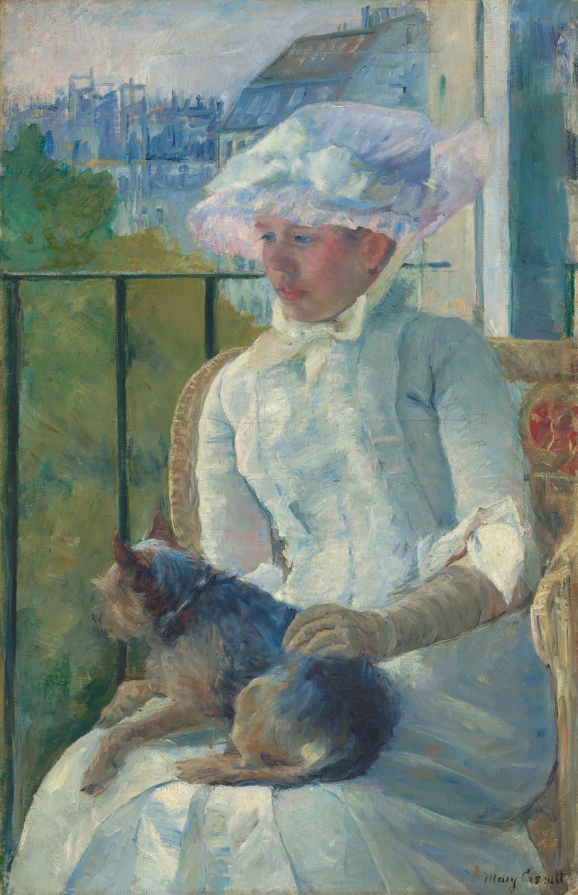 Jong meisje bij een raam door Mary Cassatt
