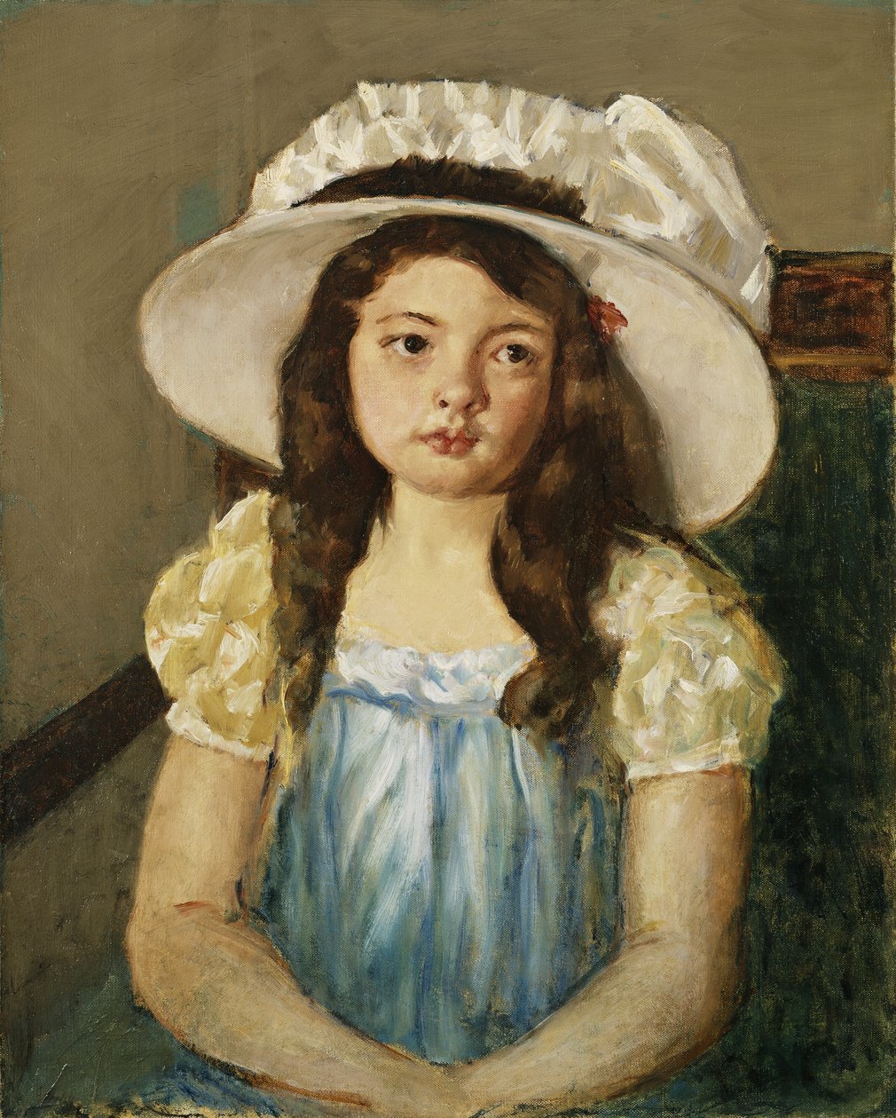 Françoise met een Grote Witte Hoed door Mary Cassatt