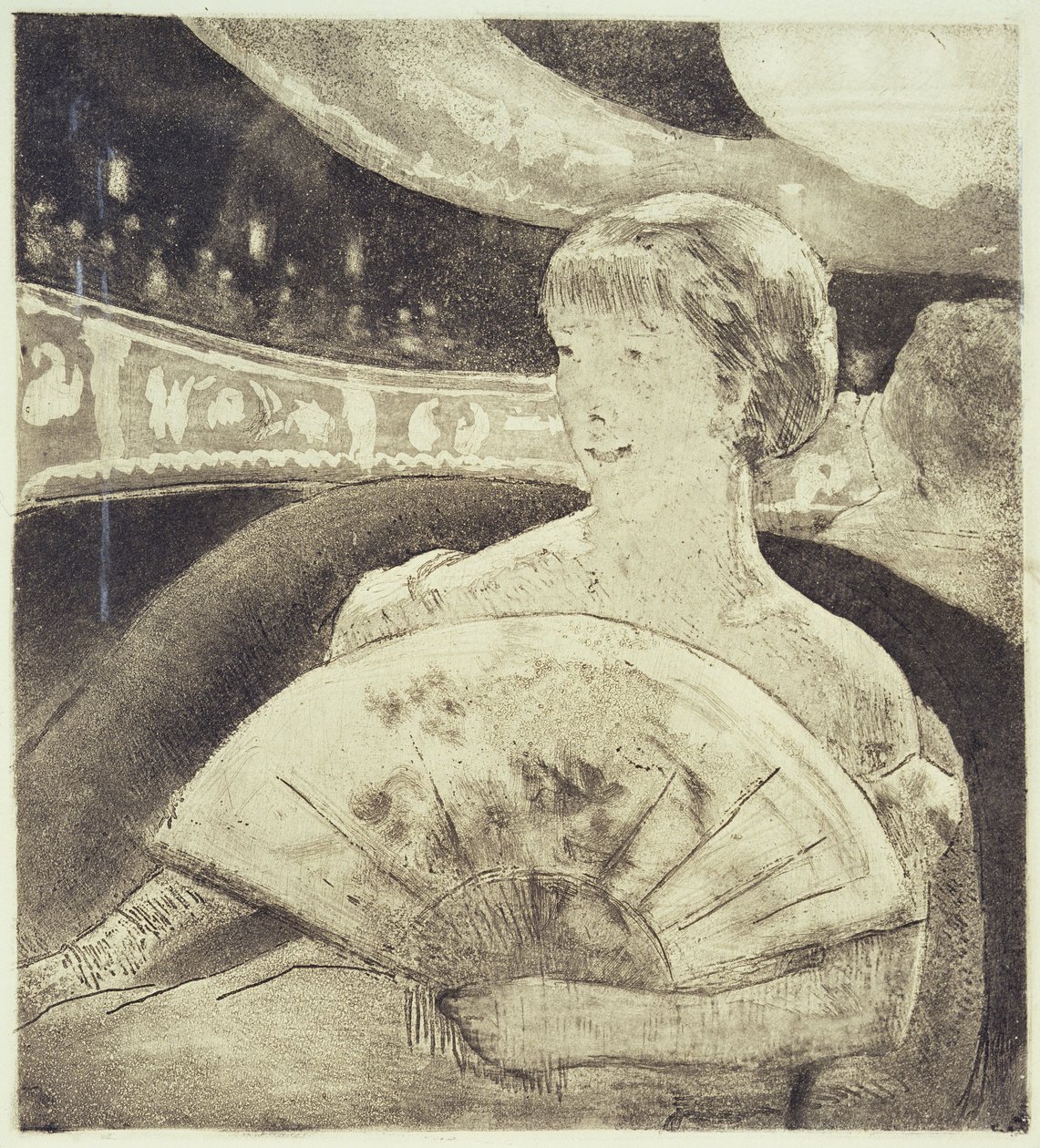 In de opera (aquatint ets) door Mary Stevenson Cassatt