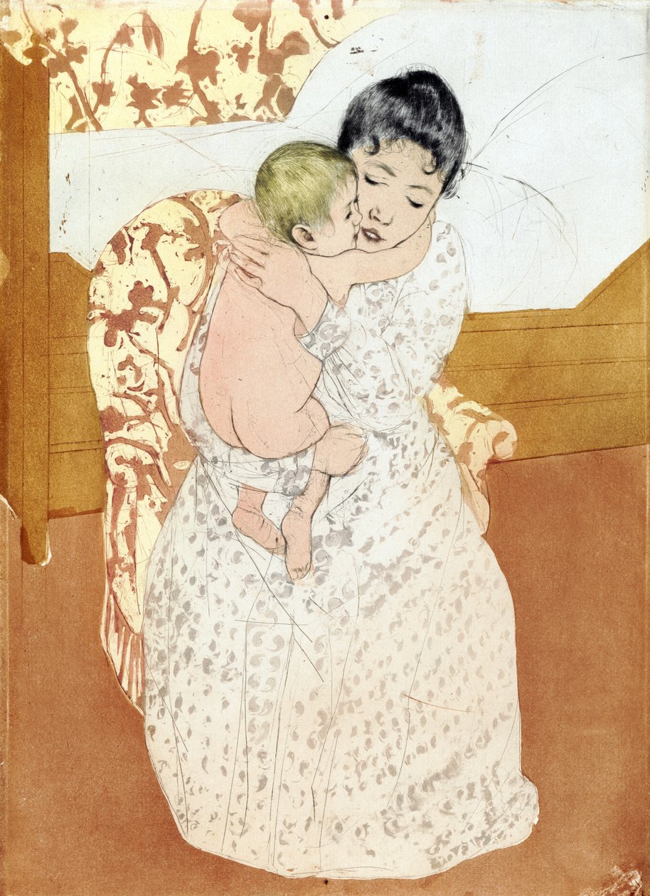 Moederlijke omhelzing 1891; door Mary Cassatt door Mary Stevenson Cassatt