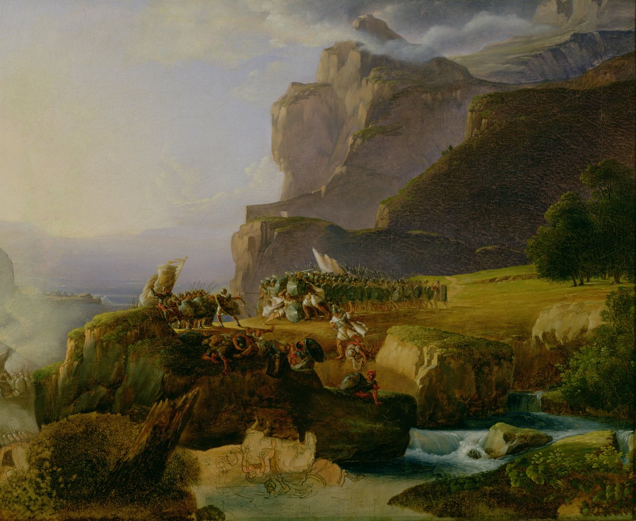 Slag bij Thermopylae in 480 v.Chr., 1823 door Massimo Taparelli d