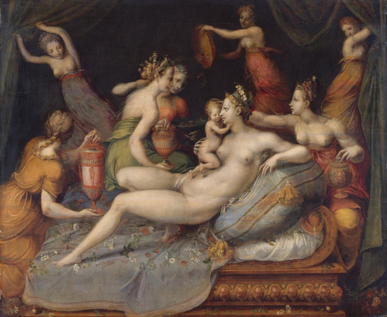 De geboorte van Cupido door Master of Flora