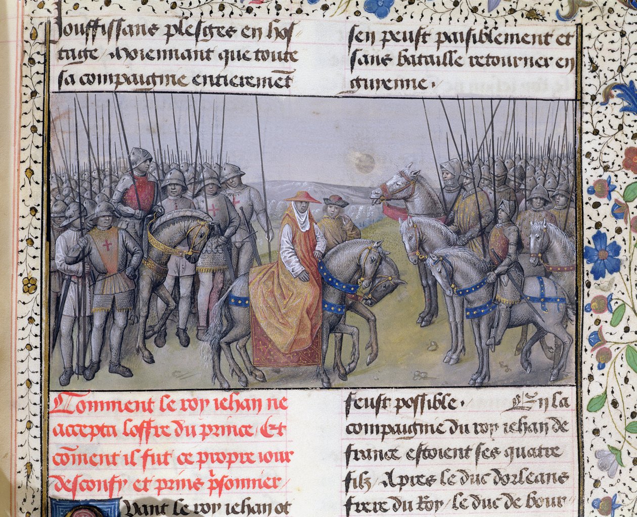 Ms 659 f.267 r. Jan II de Goede gevangen genomen door de Engelsen bij de Slag bij Poitiers, 1356 door Master of Mary of Burgundy