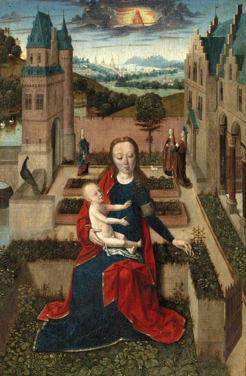 Madonna en Kind in een Tuin door Master of the Tiburtine Sibyl