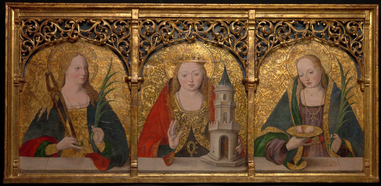 Heiligen Apollonia, Barbara en Agatha, 1490-1500 door Master Alejo