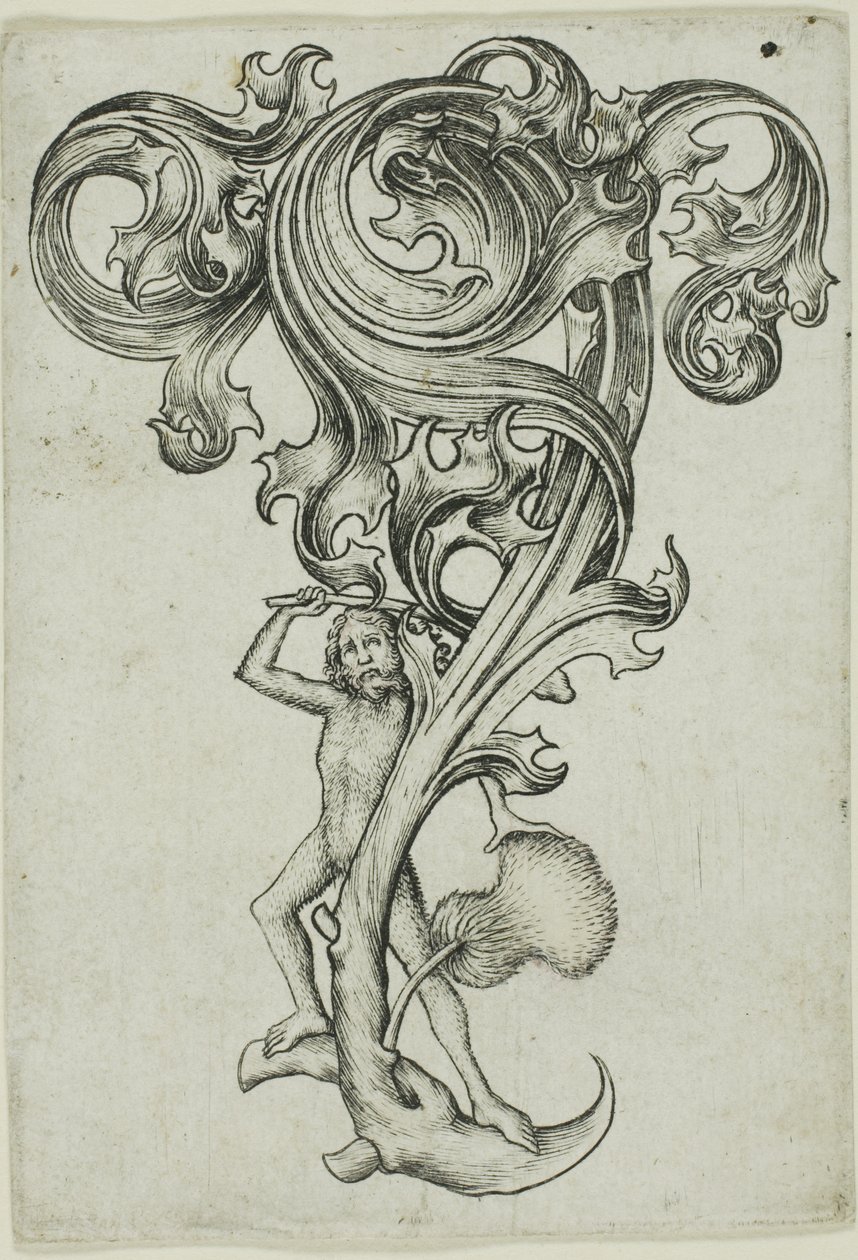 Distelornament met wilde man door Master E.S.