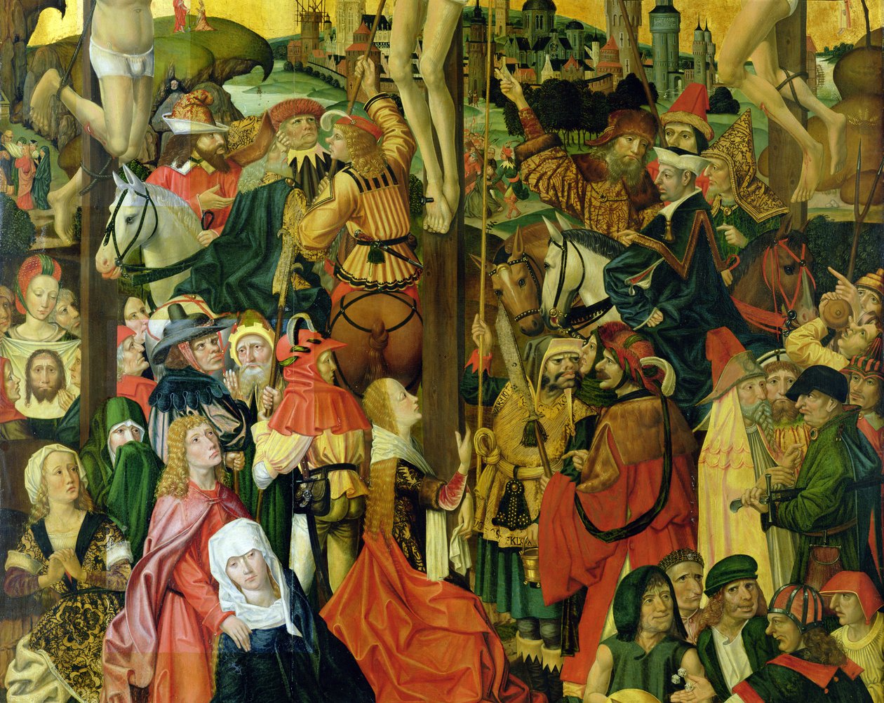 De kruisiging, c.1500 (detail) door Master of Hamburg