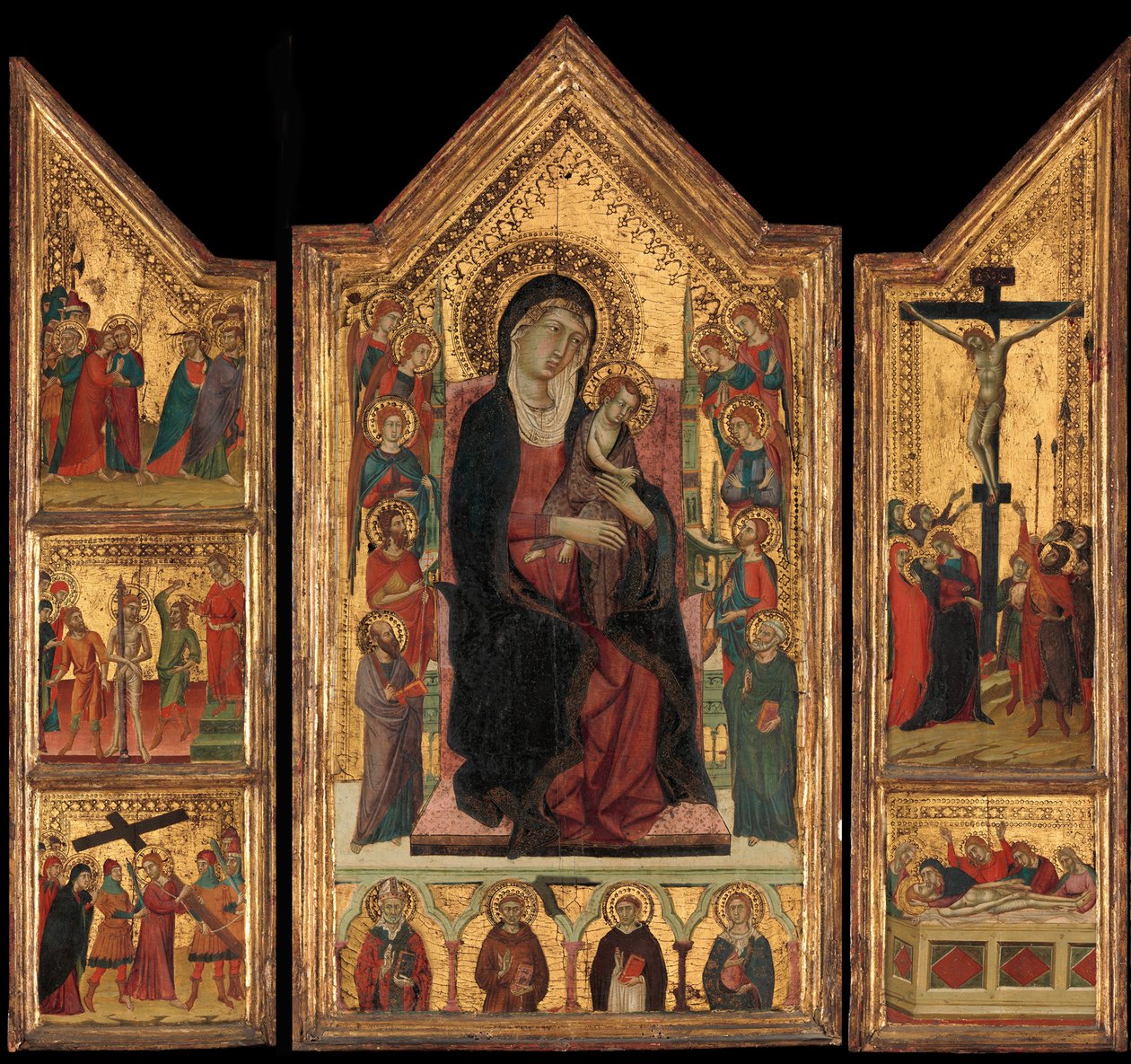 Madonna met kind op de troon door Master of Monte Oliveto