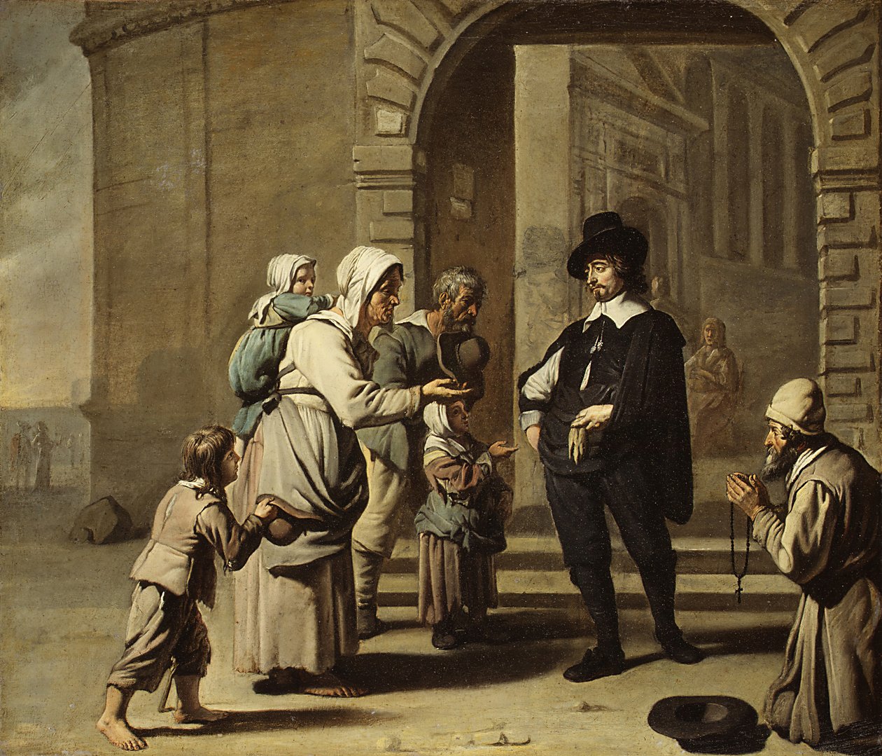 Bedelaars bij een Deur door Master of the Béguins