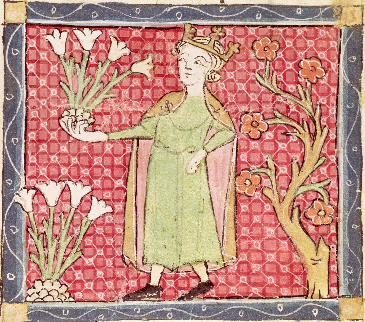 Fol.58v April: Bloemen Plukken door Matfre Ermengaut