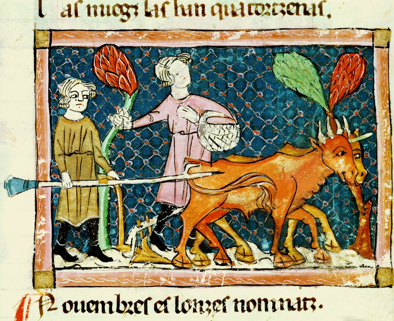 Fol.59r Oktober: Ploegen door Matfre Ermengaut