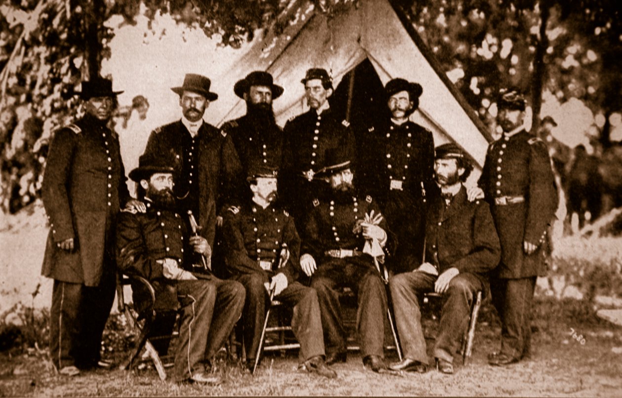 Generaal Jefferson C. Davis en staf, 1861-65 door Mathew B. Brady