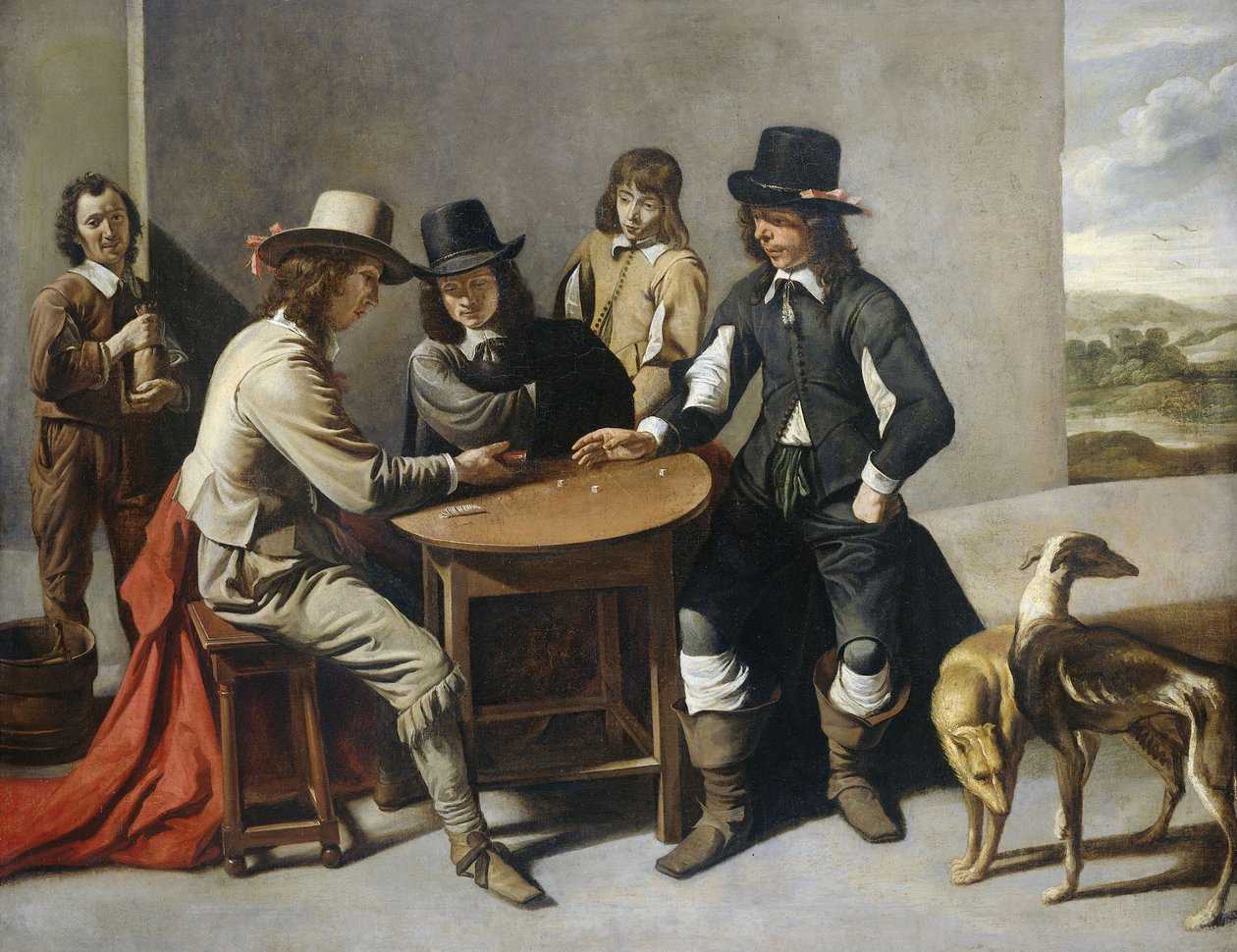 Dobbelspelers, 1630-80 door Mathieu Le Nain