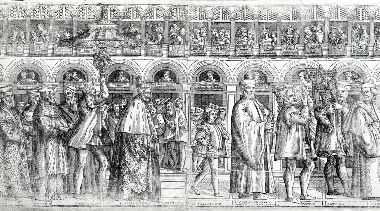 Dogale processie, ca. 1555-60 door Matteo Pagani