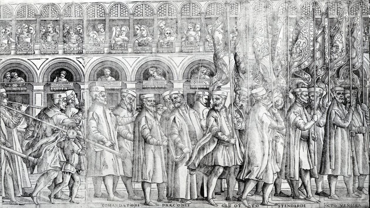 Dogale processie, c.1555-60 door Matteo Pagani